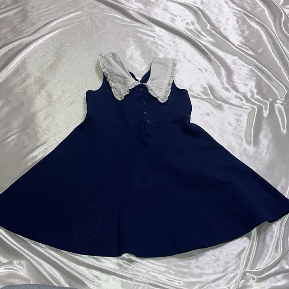 Janie And Jack Ruffle Collar Navy Pont Dress - Picture 4 of 4